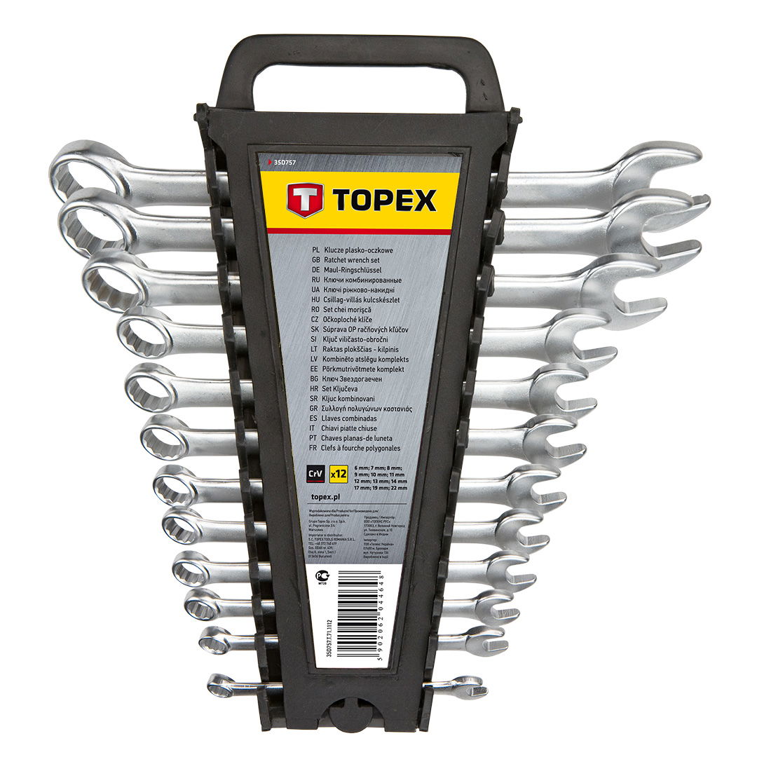 Topex 35D757 csillag-villáskulcs készlet, CrV acél, 12 részes termék fő termékképe