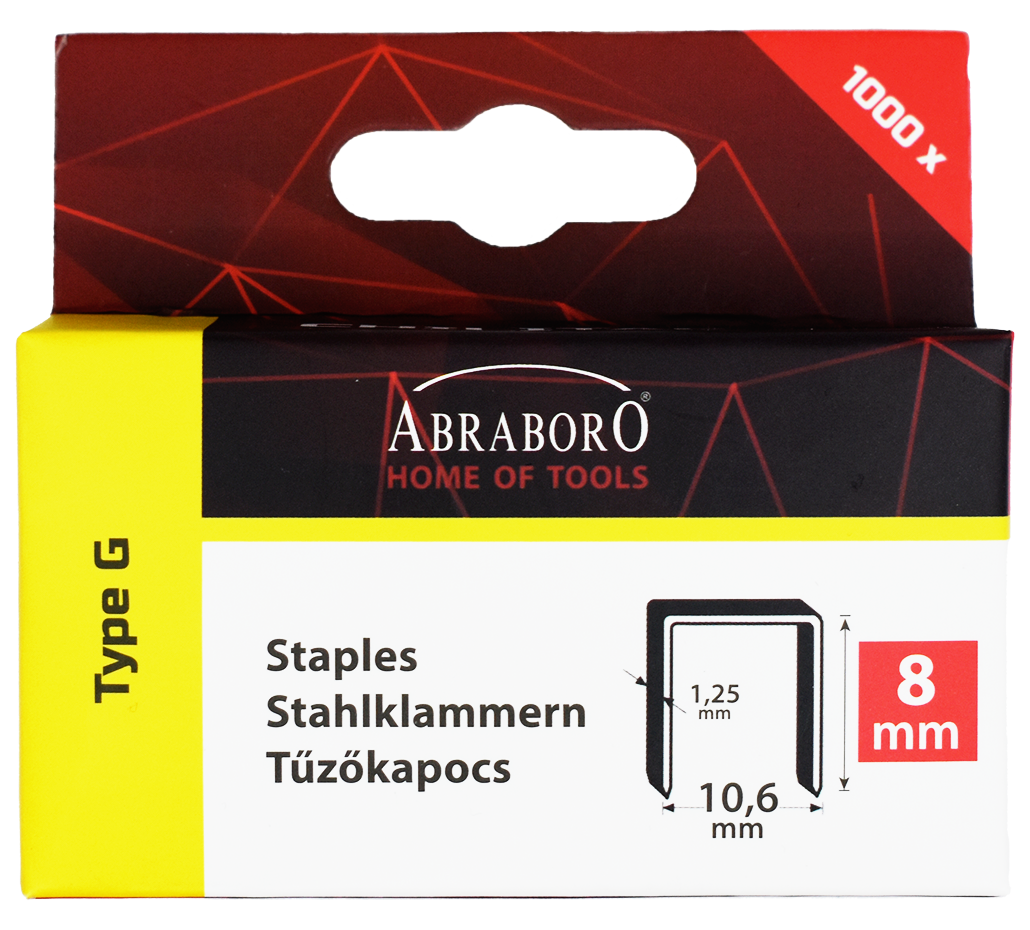 Abraboro CHILITAC G-11 típusú tűzőkapocs, 8 / 10.6 / 1.25 mm, 1000 db/csomag termék fő termékképe