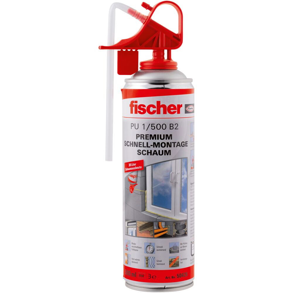Fischer PU 1/500 B2 egykomponensű gyorsszerelő hab, bézs, 500 ml termék fő termékképe