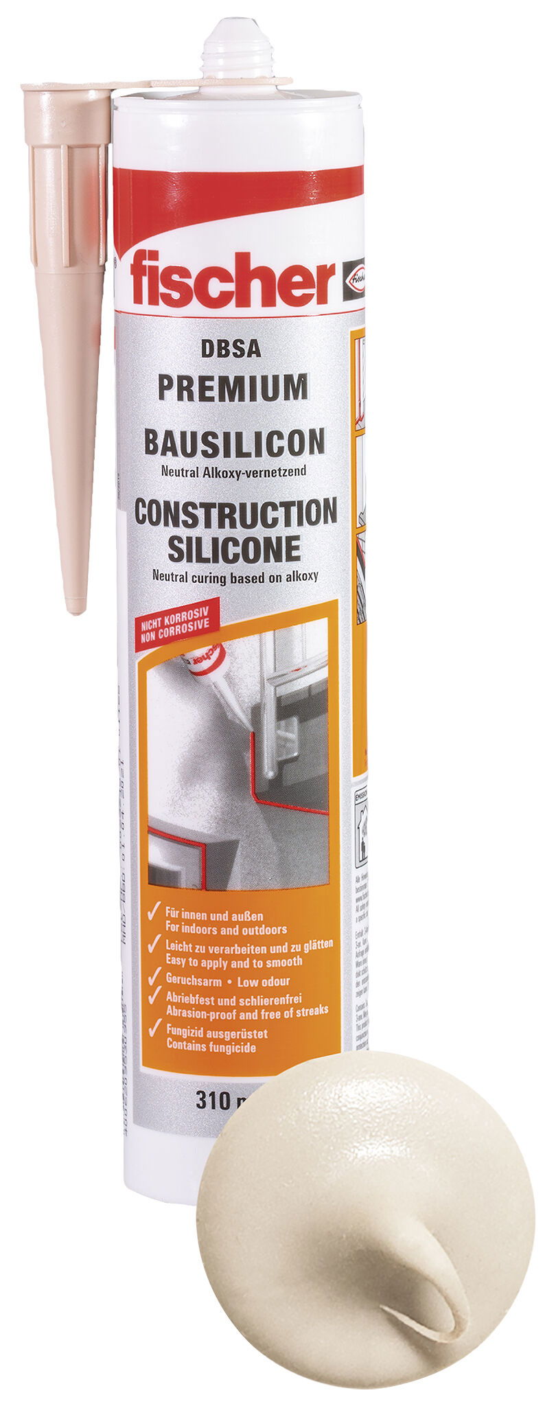 Fischer DBSA BG építőszilikon (DE/EN), bézs, 310 ml termék fő termékképe