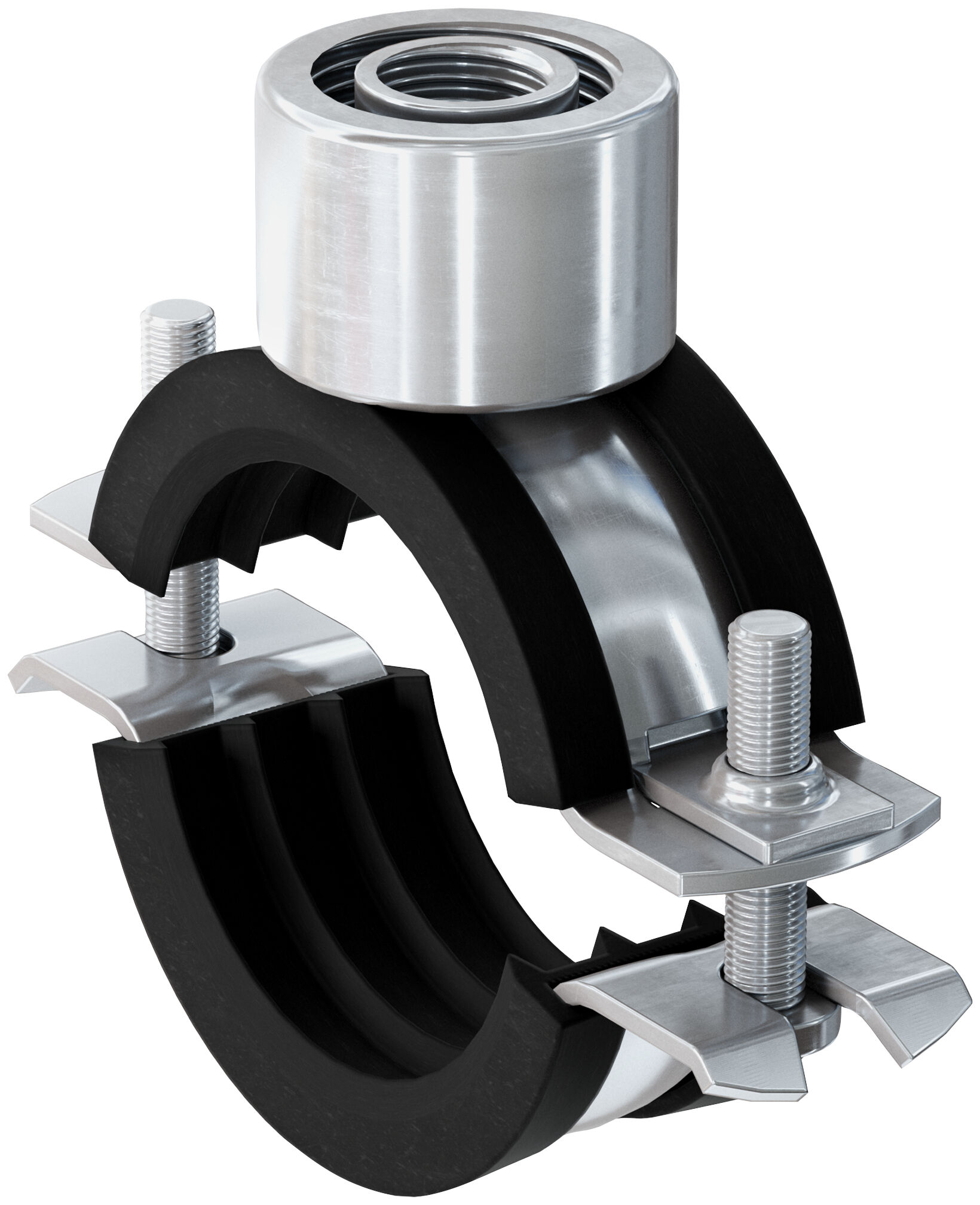 Fischer FRS Triple 63-70 M8 / M10 / 1/2" kétcsavaros csőbilincs hangszigetelő betéttel, 25 db/csomag termék fő termékképe